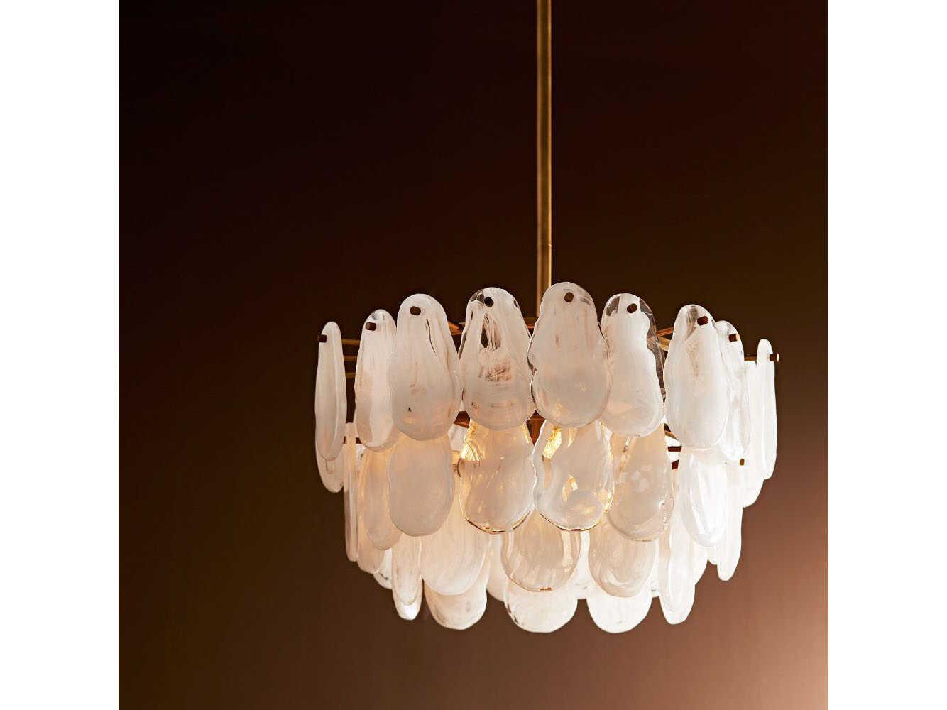 Arteriors Home Leon 3-Light Antique Brass Drum Tiered Pendant