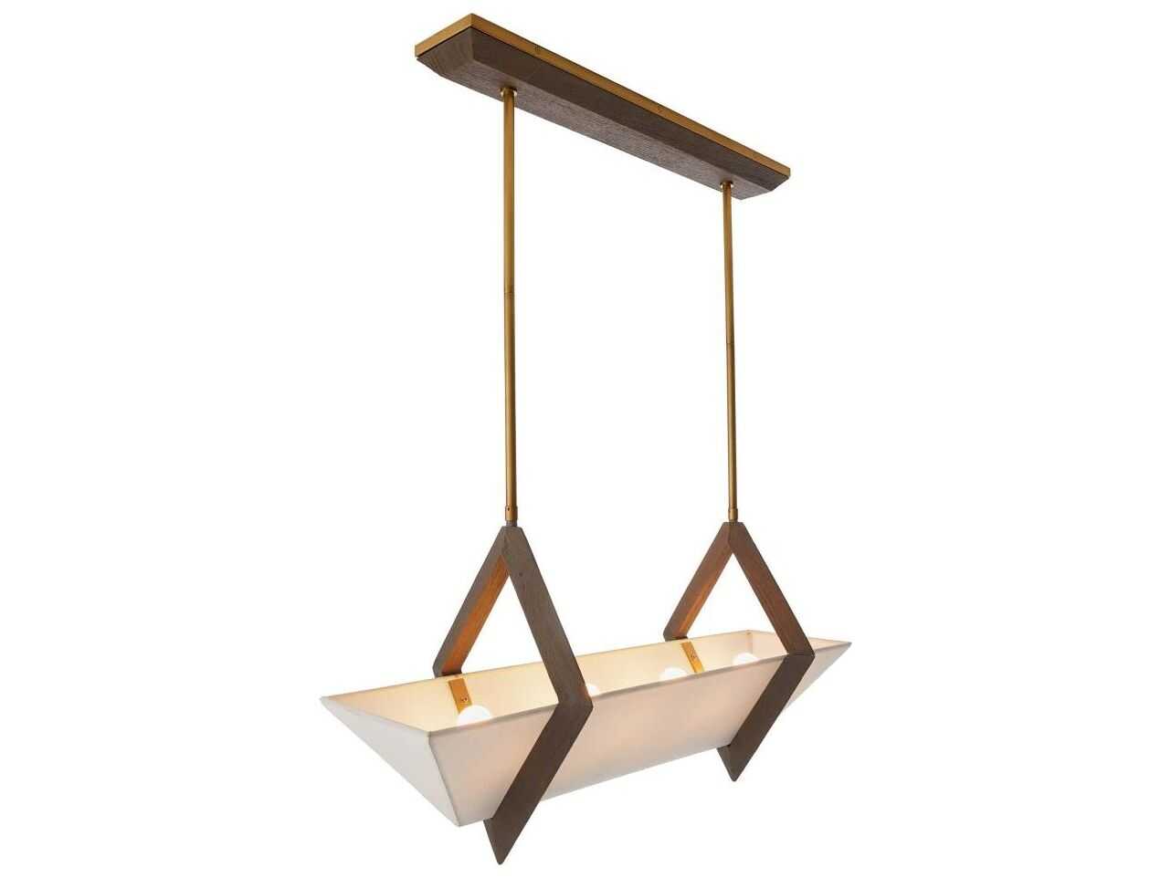 Arteriors Home Saginaw 4-Light Gray Wash Wood Brown Linear Island Pendant