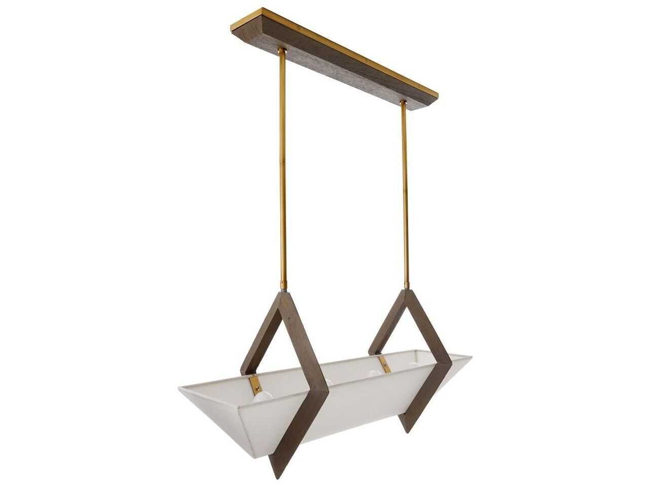 Arteriors Home Saginaw 4-Light Gray Wash Wood Brown Linear Island Pendant