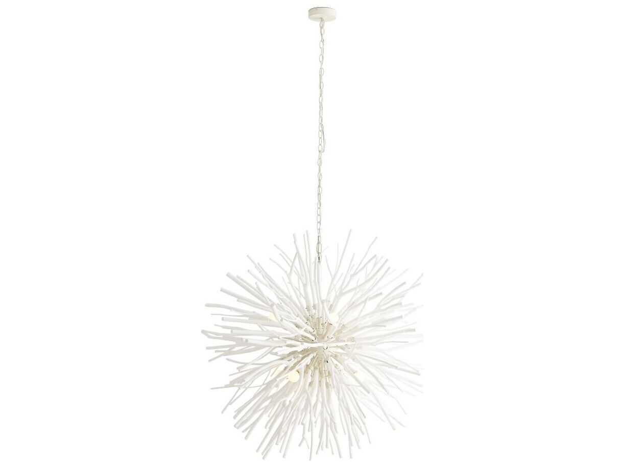 Arteriors Home Finch 8-Light Whitewash Stained Wood White Sputnik Pendant