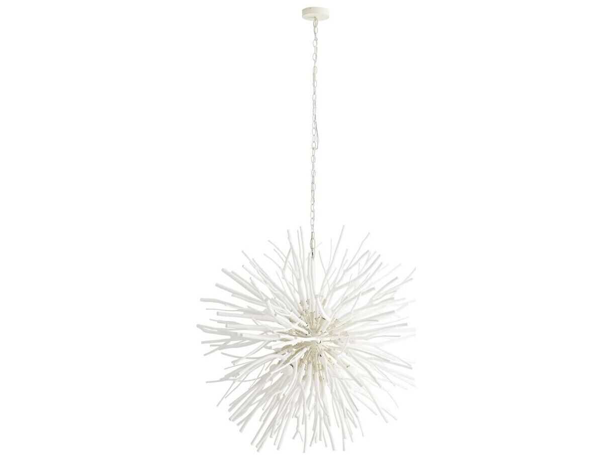 Arteriors Home Finch 8-Light Whitewash Stained Wood White Sputnik Pendant
