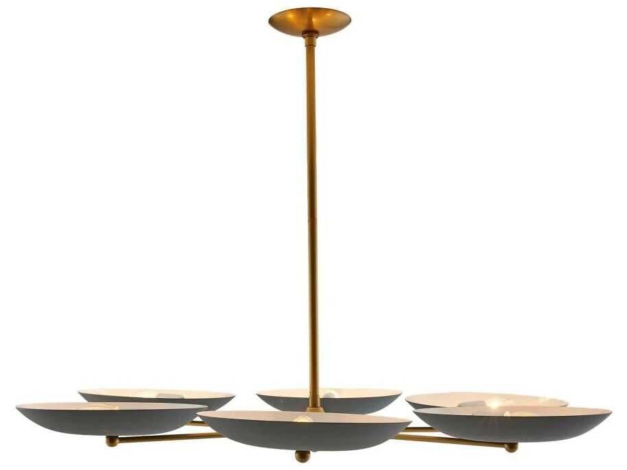 Arteriors Home Griffith 6-Light Cadet Blue Antique Brass Bowl Chandelier