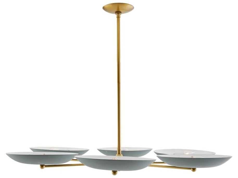 Arteriors Home Griffith 6-Light Cadet Blue Antique Brass Bowl Chandelier