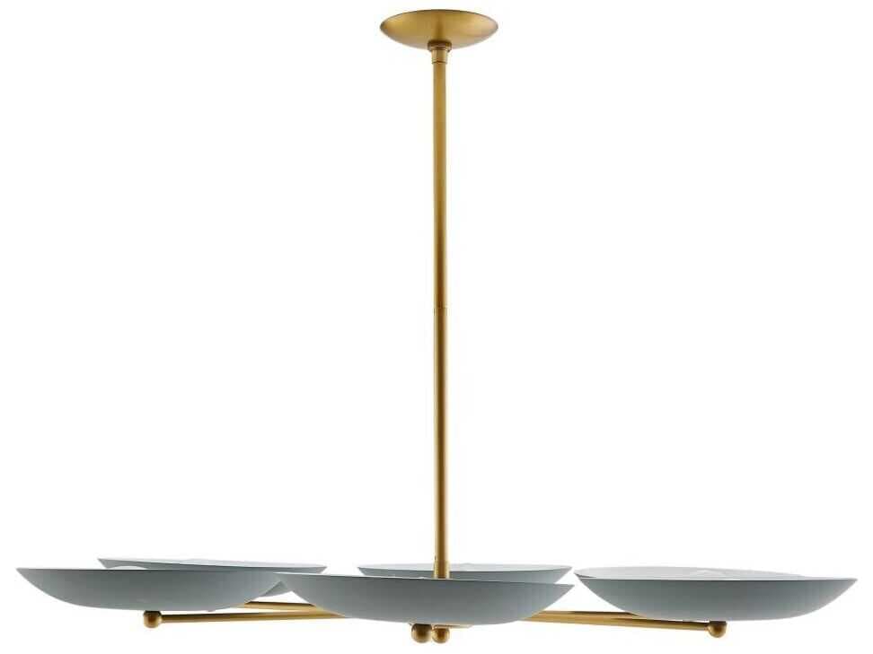 Arteriors Home Griffith 6-Light Cadet Blue Antique Brass Bowl Chandelier