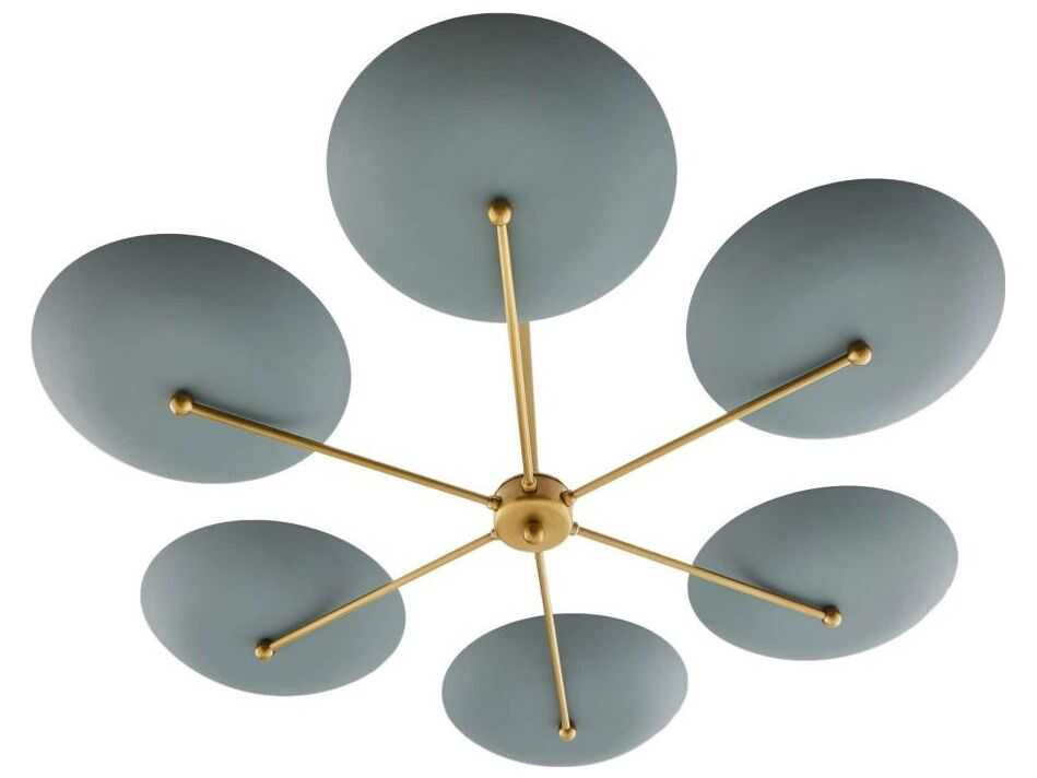 Arteriors Home Griffith 6-Light Cadet Blue Antique Brass Bowl Chandelier