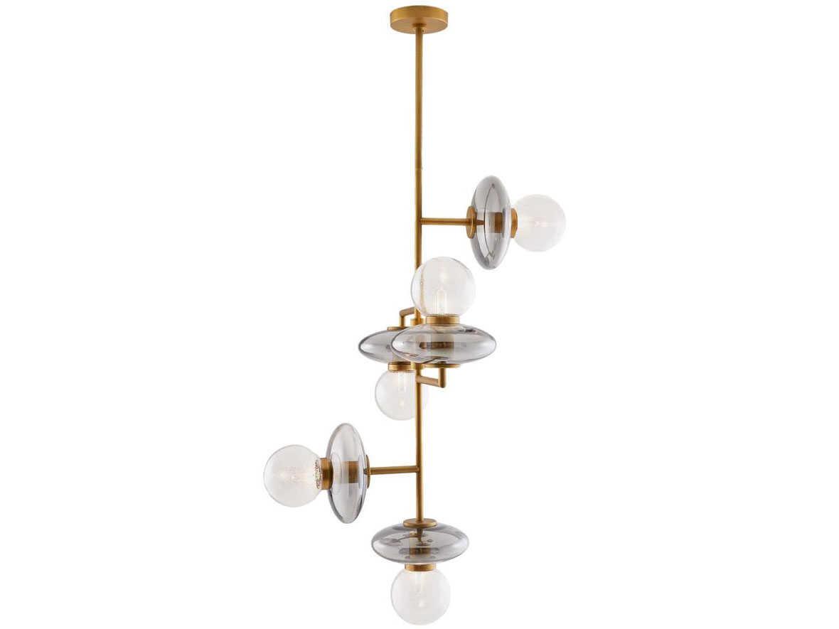 Arteriors Home Pimpri 5-Light Blue Smoke Glass Brass Chandelier