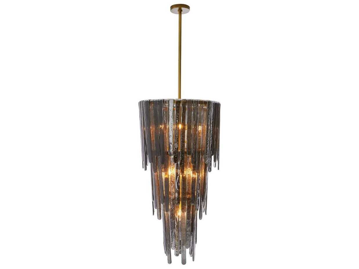 Arteriors Home Raine 7-Light Antique Brass Black Tiered Chandelier