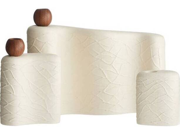 Arteriors Home Matte Eggshell Walnut Candle Holder