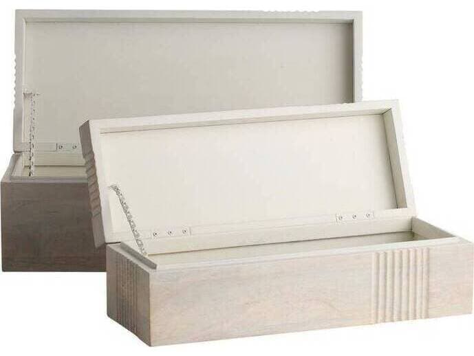 Arteriors Home Kamira Whitewash Boxes Set of 2