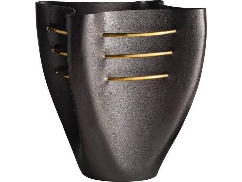Arteriors Home Jerusha Blackened Antique Brass Gold Vase