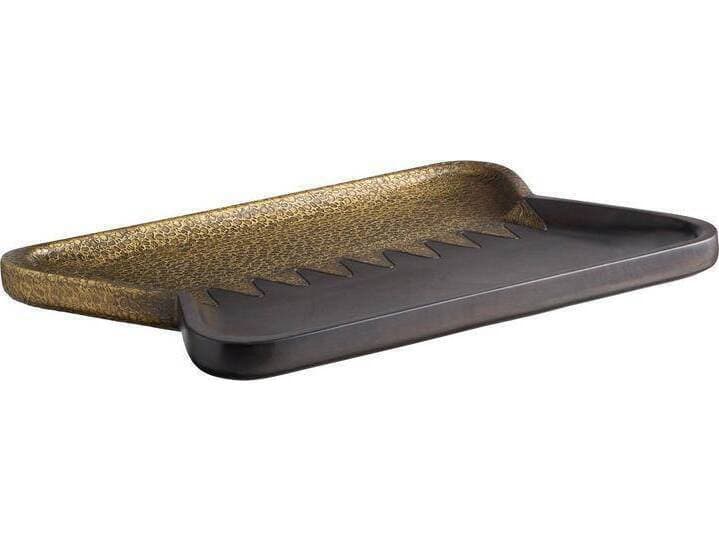 Arteriors Home Kolby Antique Brass Umber Gold Brown Serving Tray