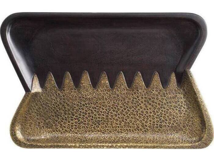 Arteriors Home Kolby Antique Brass Umber Gold Brown Serving Tray