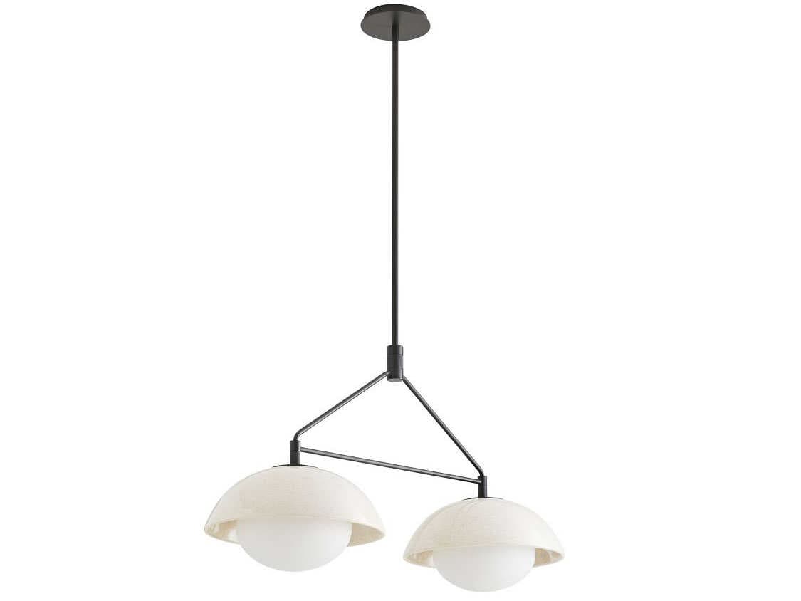 Arteriors Home Glaze 2-Light Blackened Steel Off White Dome Island Pendant