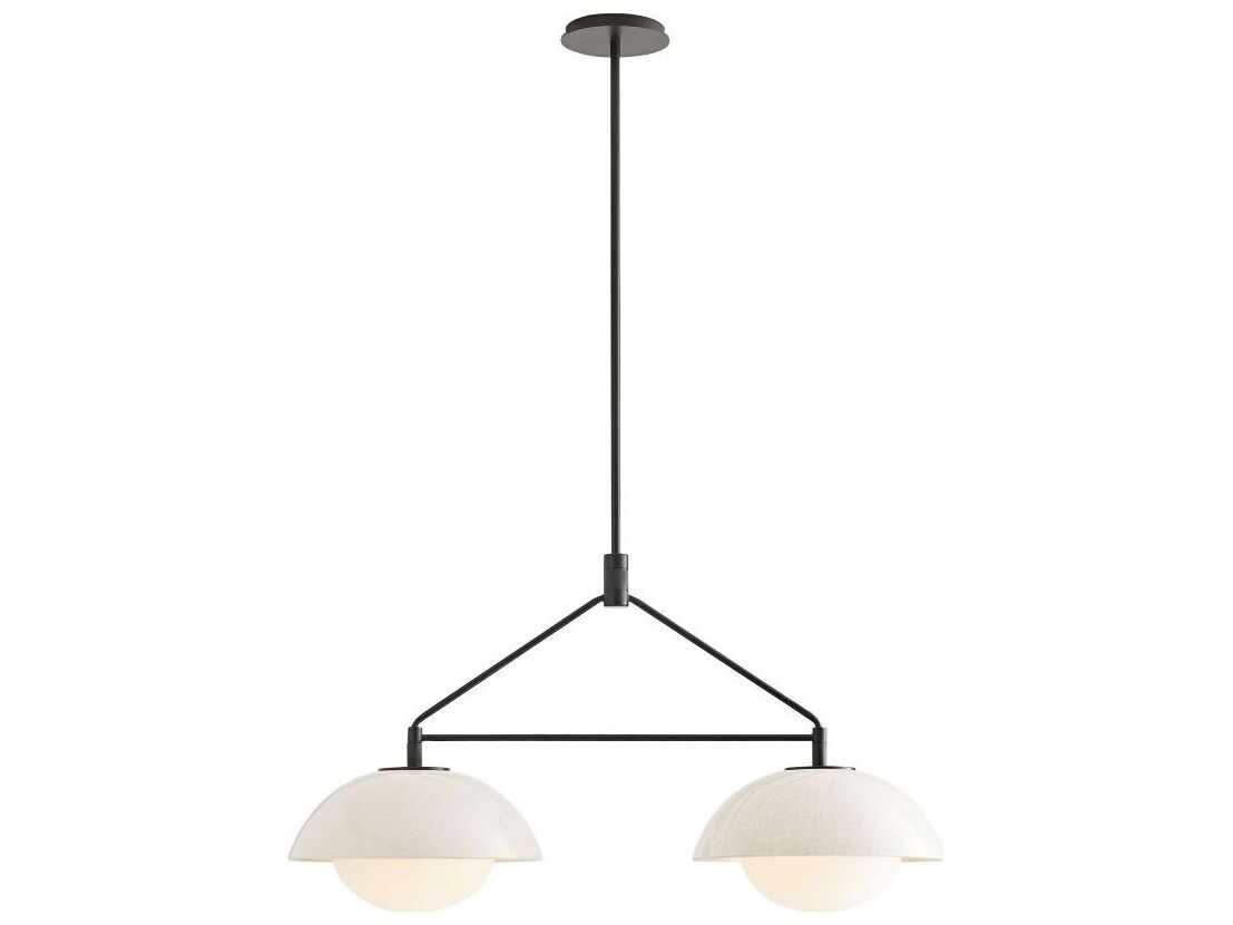 Arteriors Home Glaze 2-Light Blackened Steel Off White Dome Island Pendant
