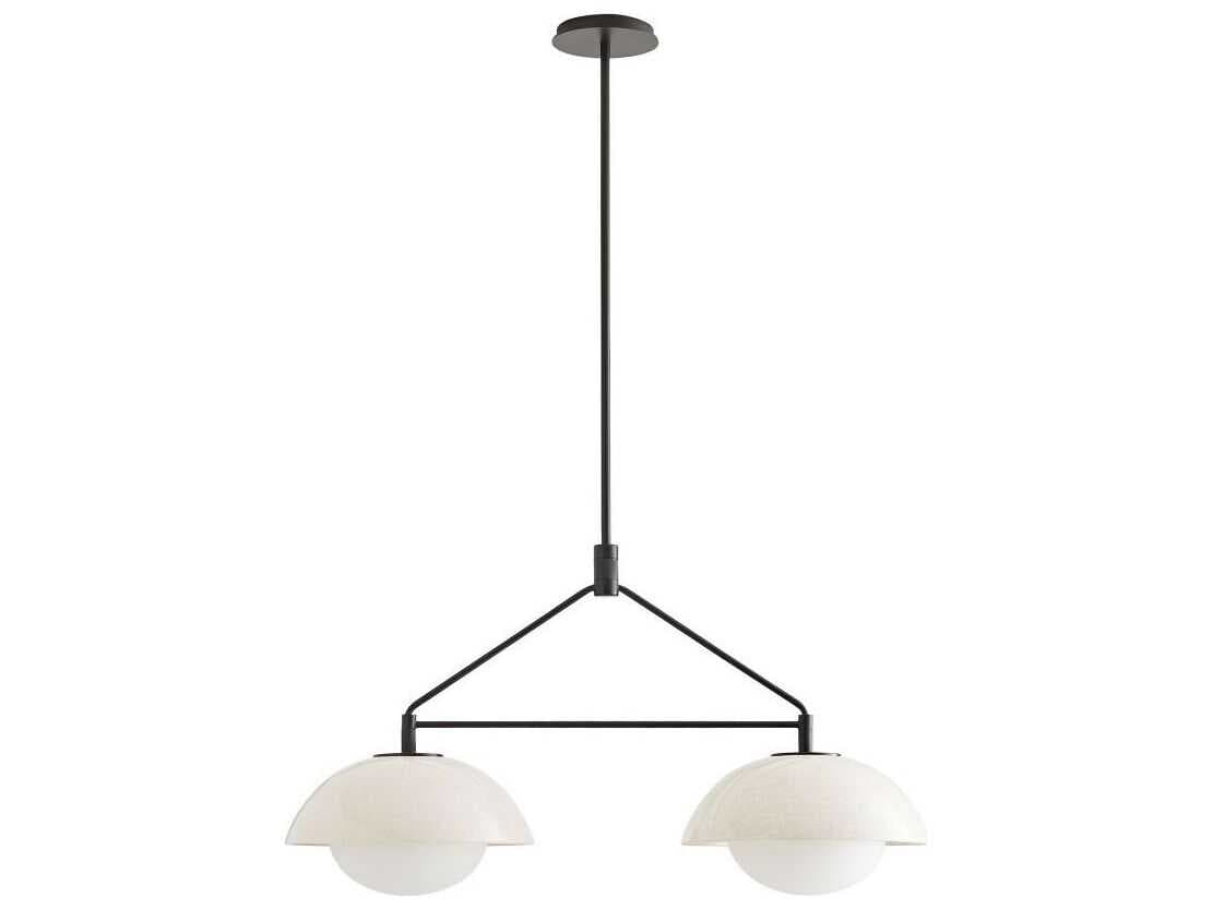 Arteriors Home Glaze 2-Light Blackened Steel Off White Dome Island Pendant