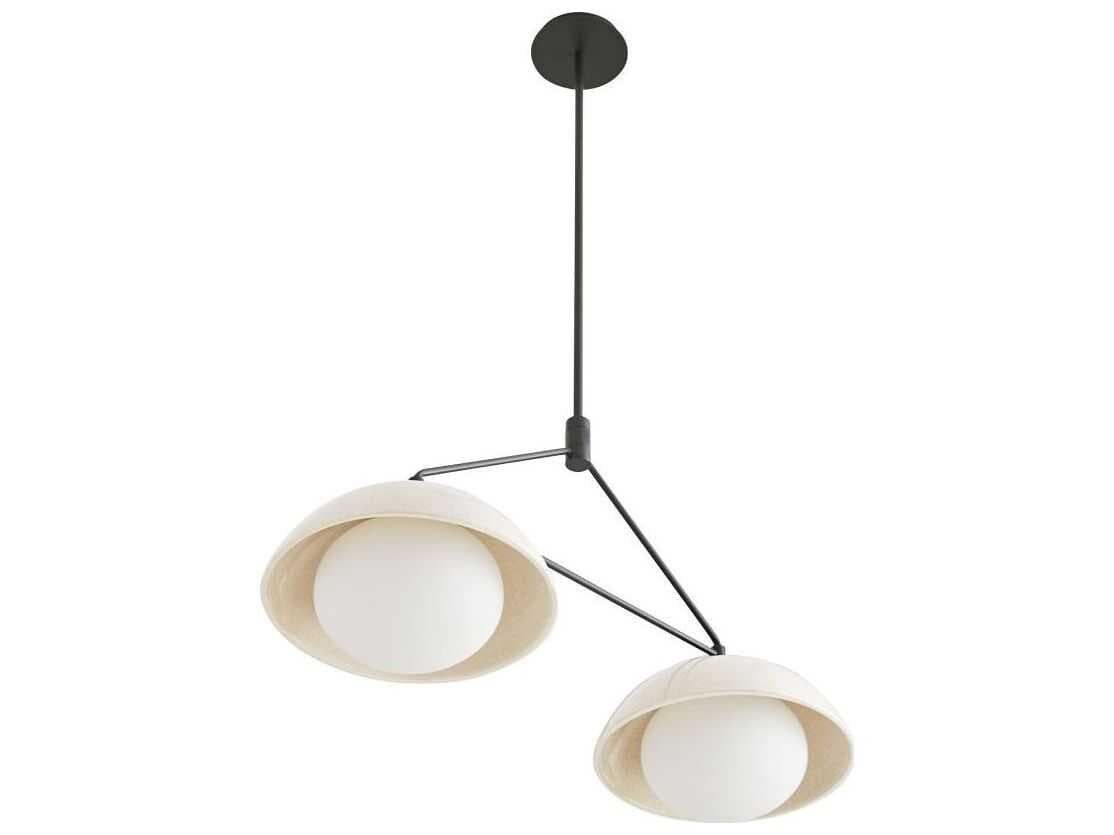 Arteriors Home Glaze 2-Light Blackened Steel Off White Dome Island Pendant