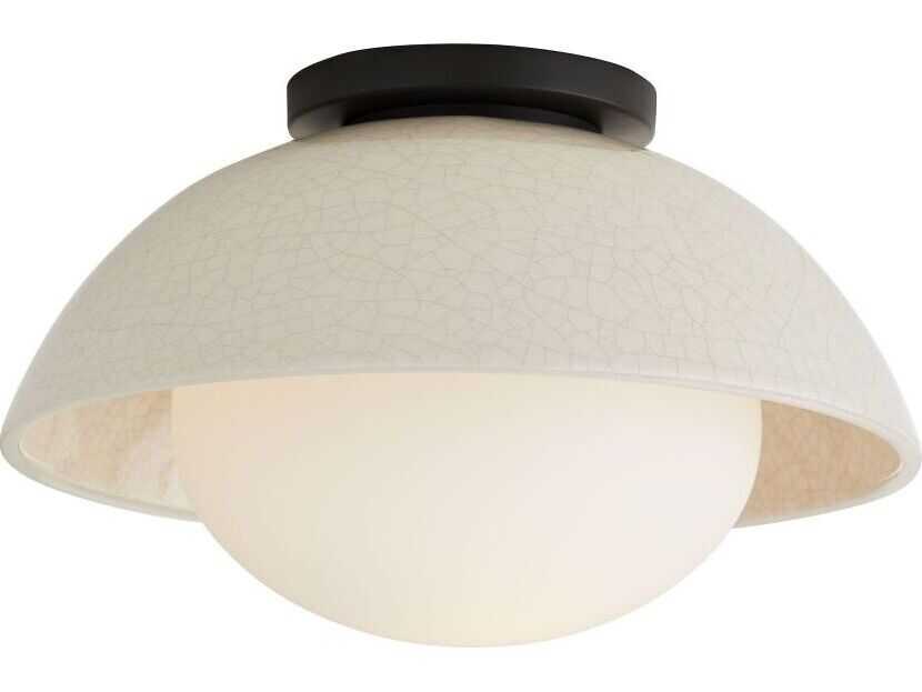 Arteriors Home Glaze 1-Light Blackened Steel Off White Dome Flush Mount