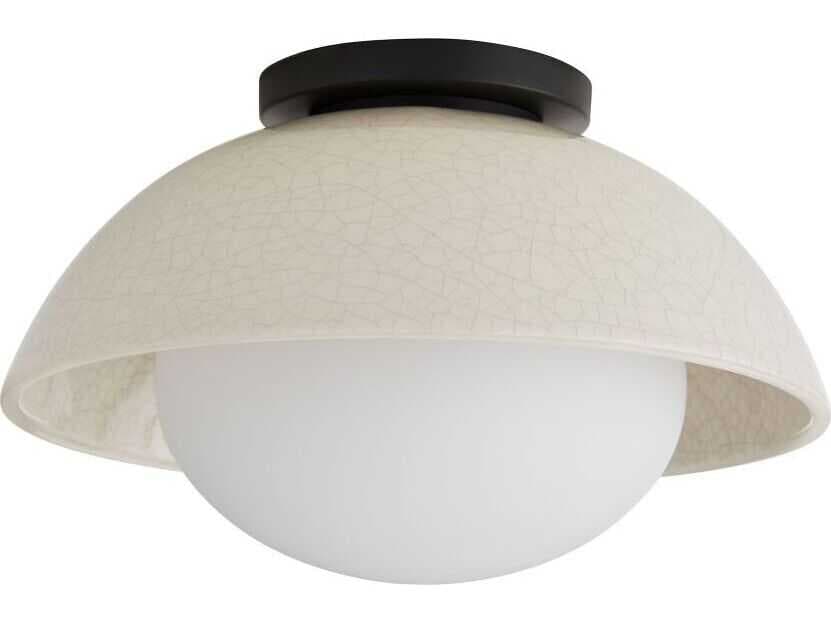 Arteriors Home Glaze 1-Light Blackened Steel Off White Dome Flush Mount