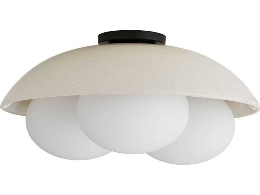 Arteriors Home Glaze 3-Light Blackened Steel Off White Dome Flush Mount