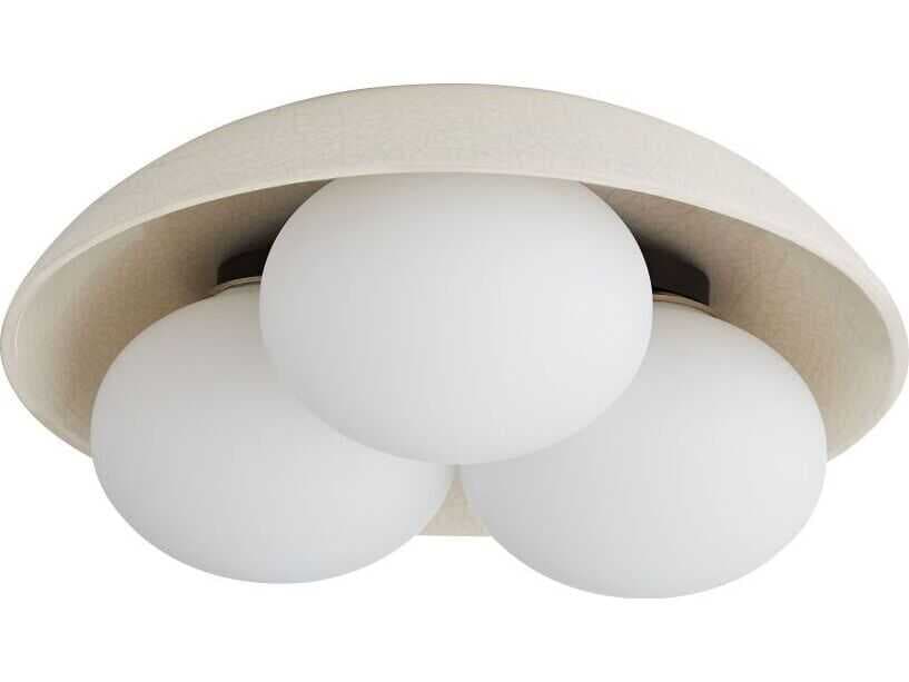 Arteriors Home Glaze 3-Light Blackened Steel Off White Dome Flush Mount