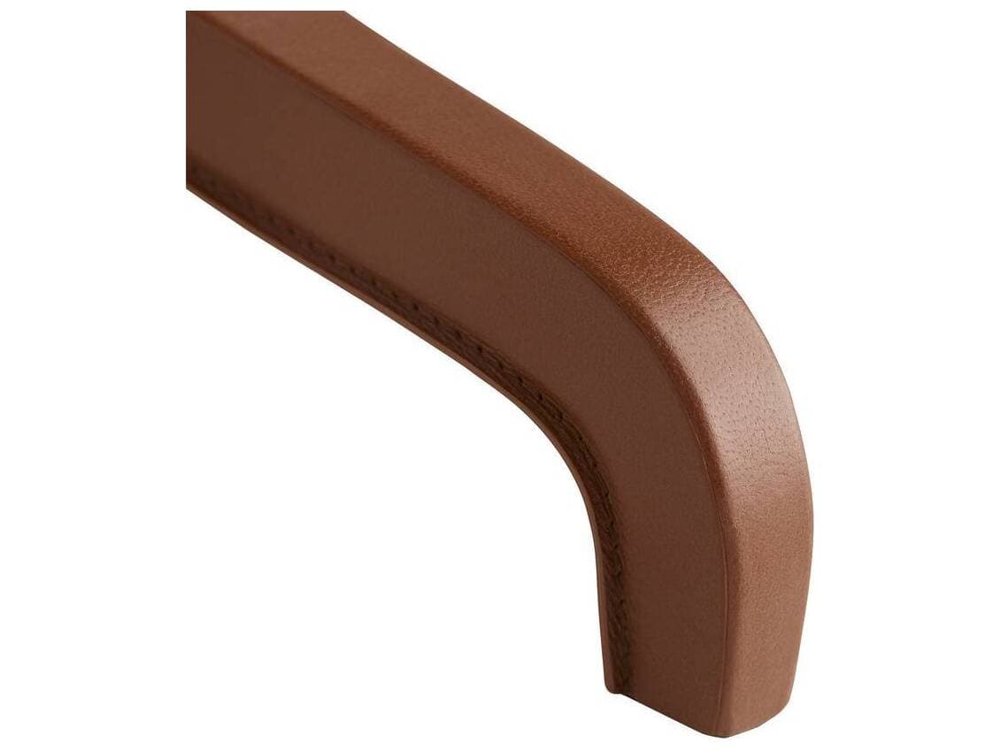 Arteriors Home Addison Round Metal Cognac Leather End Table