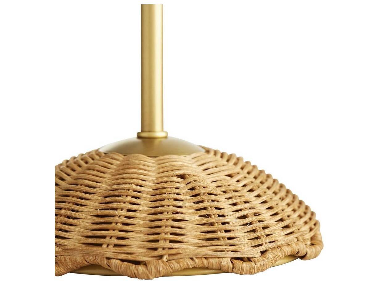 Arteriors Home Parasol Natural Rattan Antique Brass Buffet Lamp