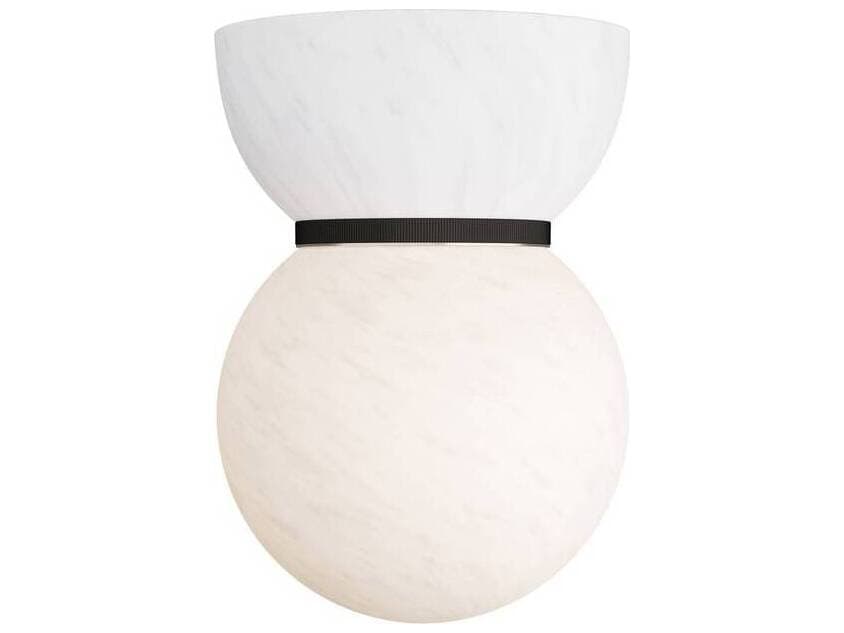 Arteriors Home Bryn 1-Light Matte Swirl English Bronze White Globe Flush Mount