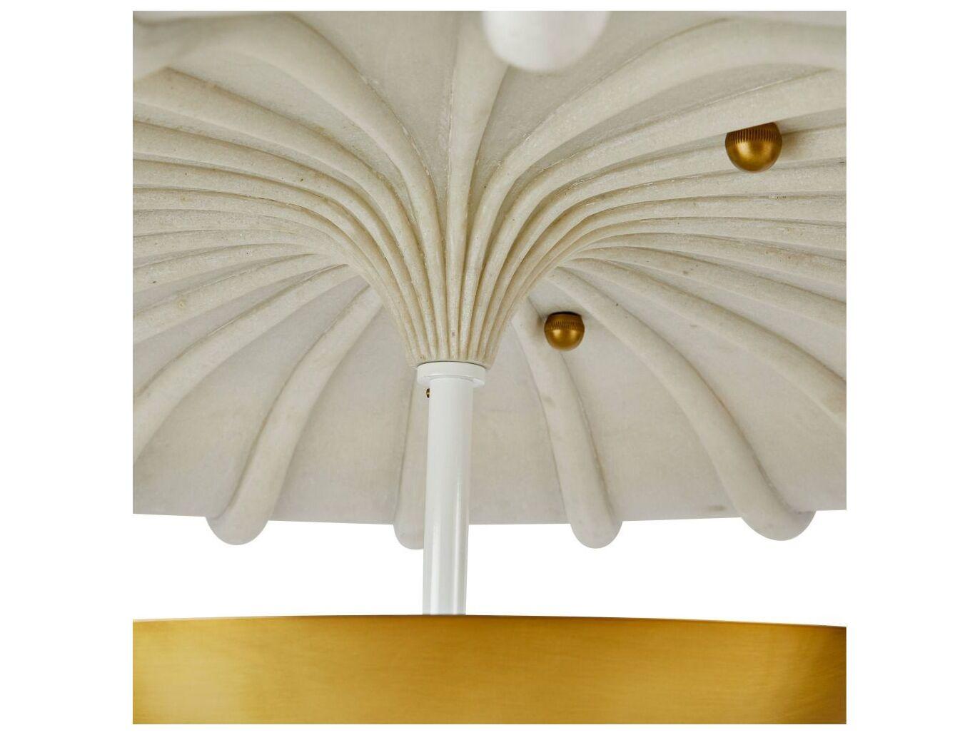 Arteriors Home Camella 3-Light Ivory Antique Brass White Bowl Round Flush Mount