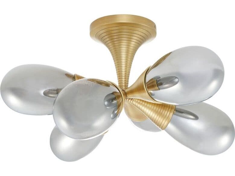 Arteriors Home Giselle 6-Light Smoke Luster Antique Brass Semi Flush Mount