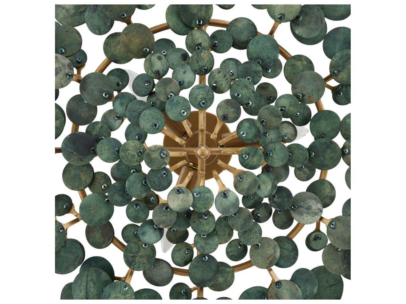 Arteriors Home Bilal 3-Light Eucalyptus Antique Brass Green Semi Flush Mount
