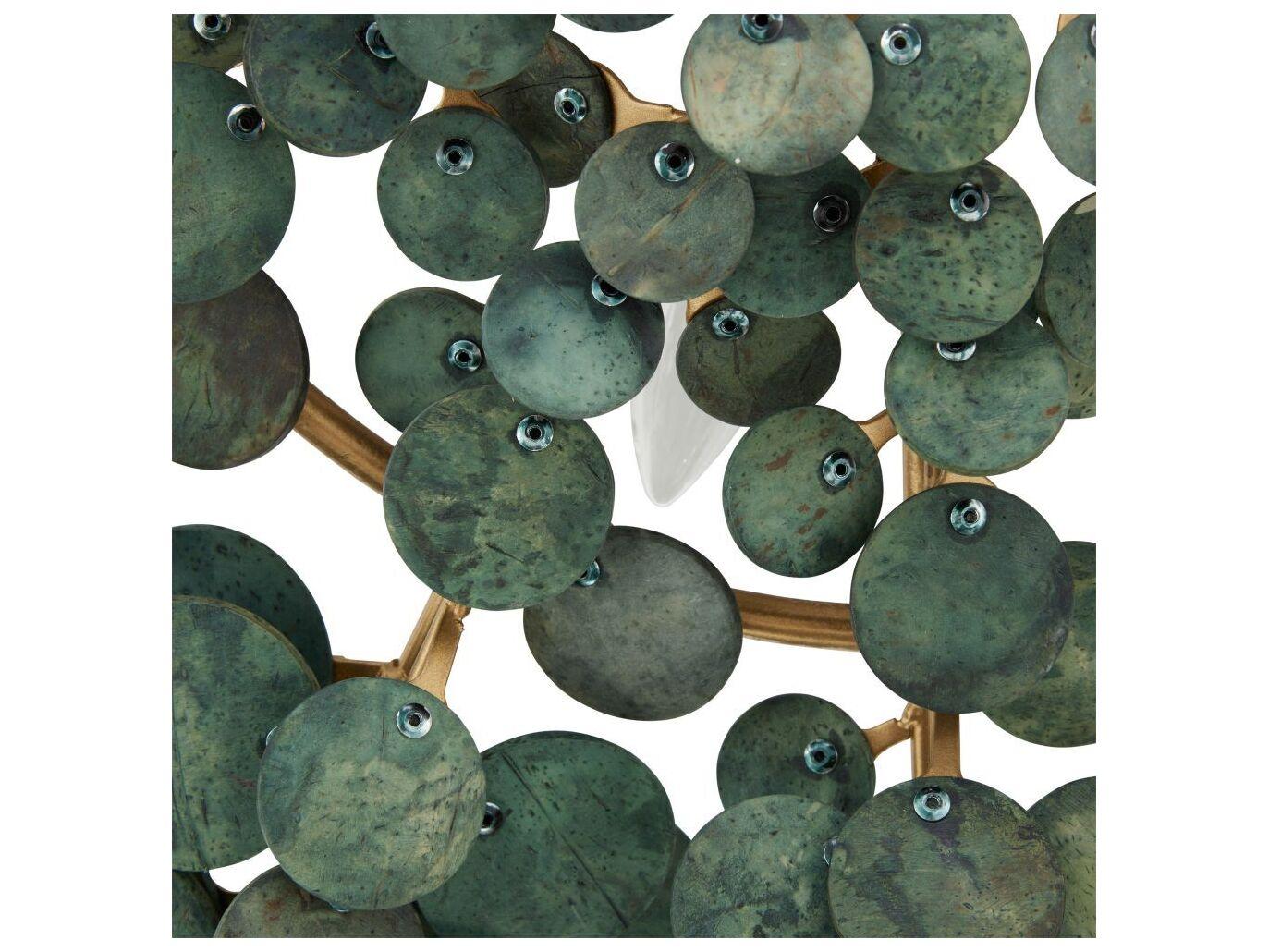 Arteriors Home Bilal 3-Light Eucalyptus Antique Brass Green Semi Flush Mount
