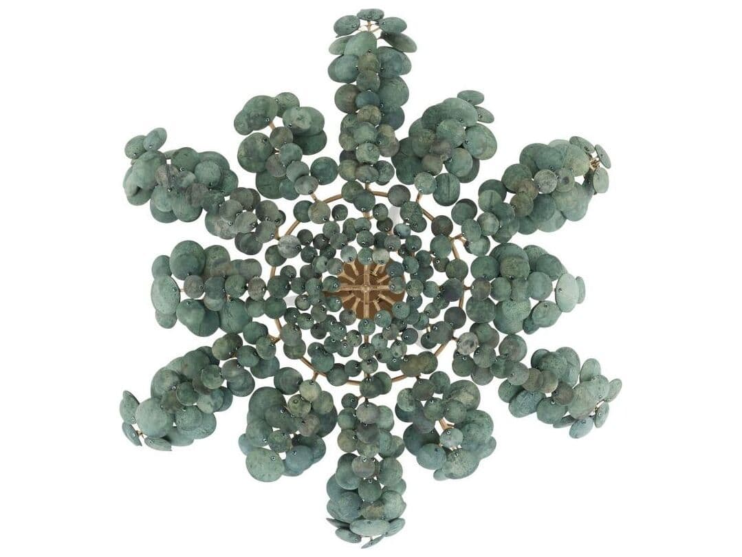 Arteriors Home Bilal 3-Light Eucalyptus Antique Brass Green Semi Flush Mount