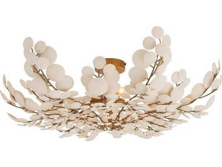 Arteriors Home Bilal 3-Light Ivory Antique Brass White Gold Flush Mount