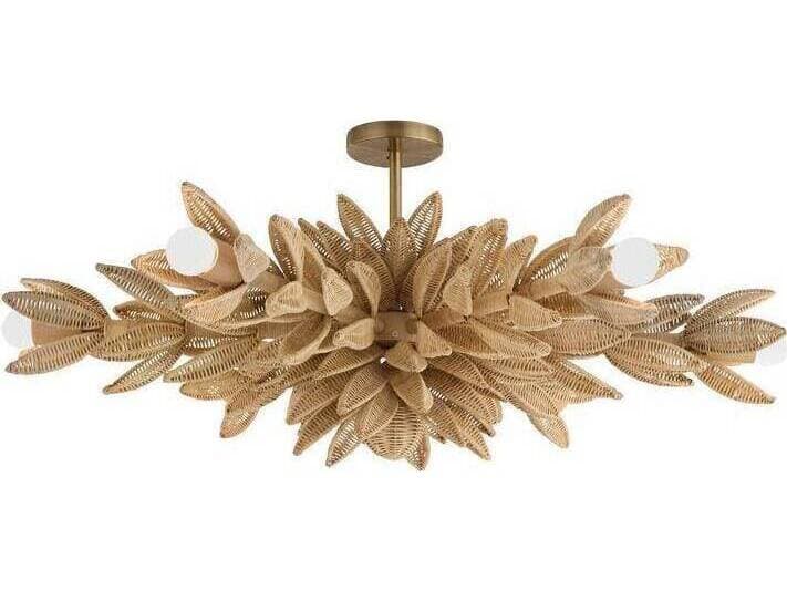 Arteriors Home Kasai Arteriors Home 6-Light Natural Antique Brass Gold Brown Pendant