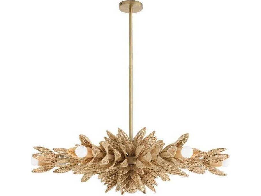 Arteriors Home Kasai Arteriors Home 6-Light Natural Antique Brass Gold Brown Pendant