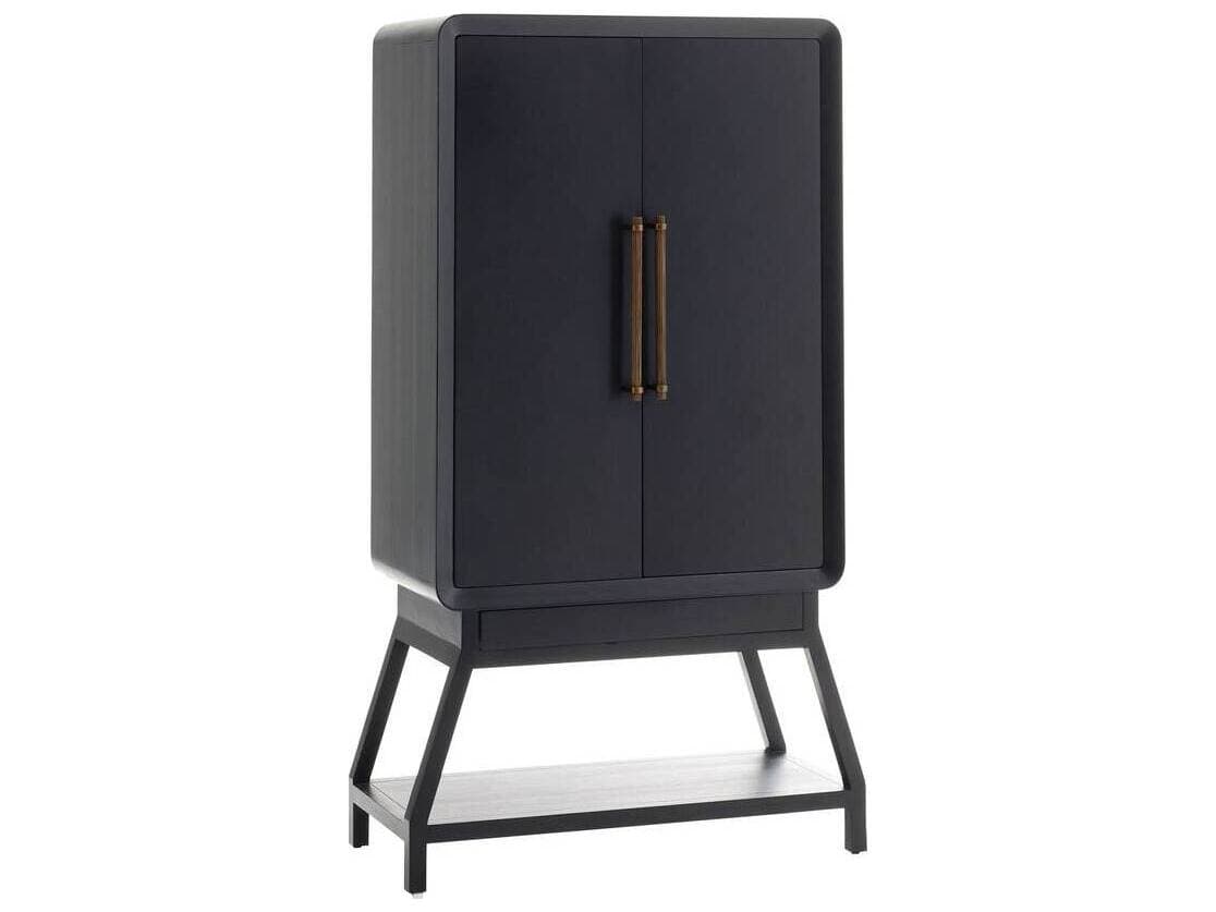 Arteriors Home Cantu Oak Wood Ebony Bar Cabinet