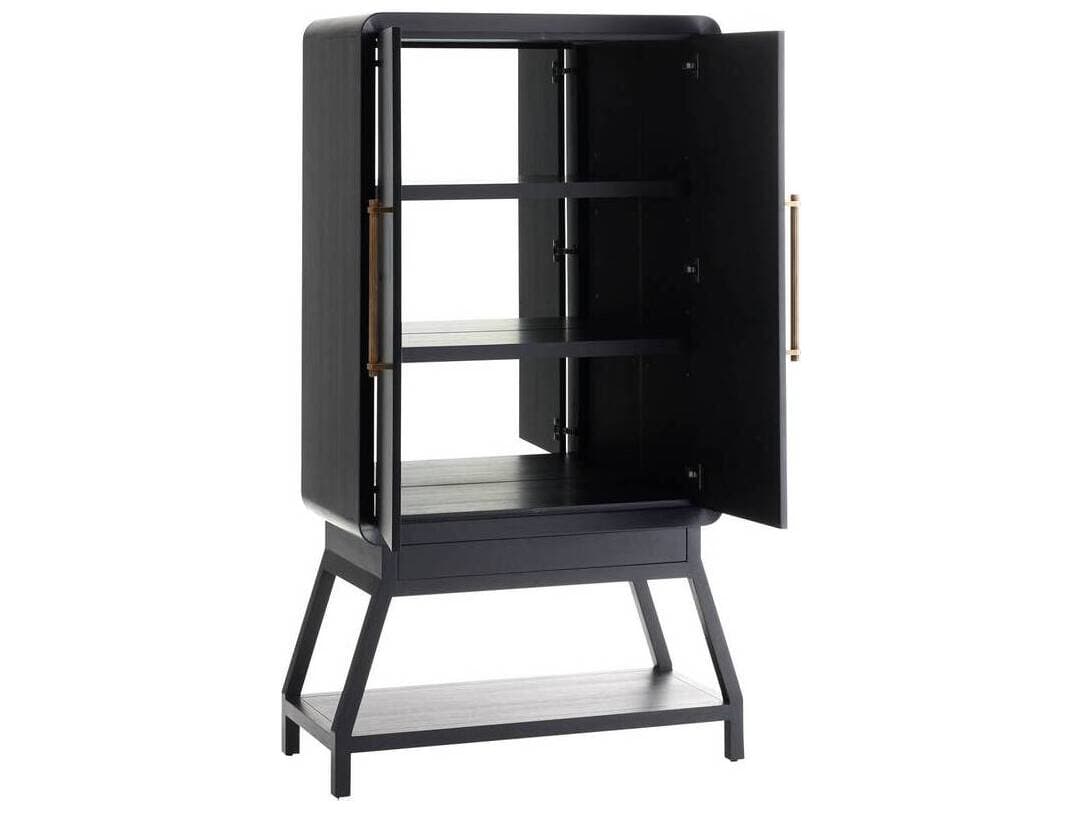 Arteriors Home Cantu Oak Wood Ebony Bar Cabinet