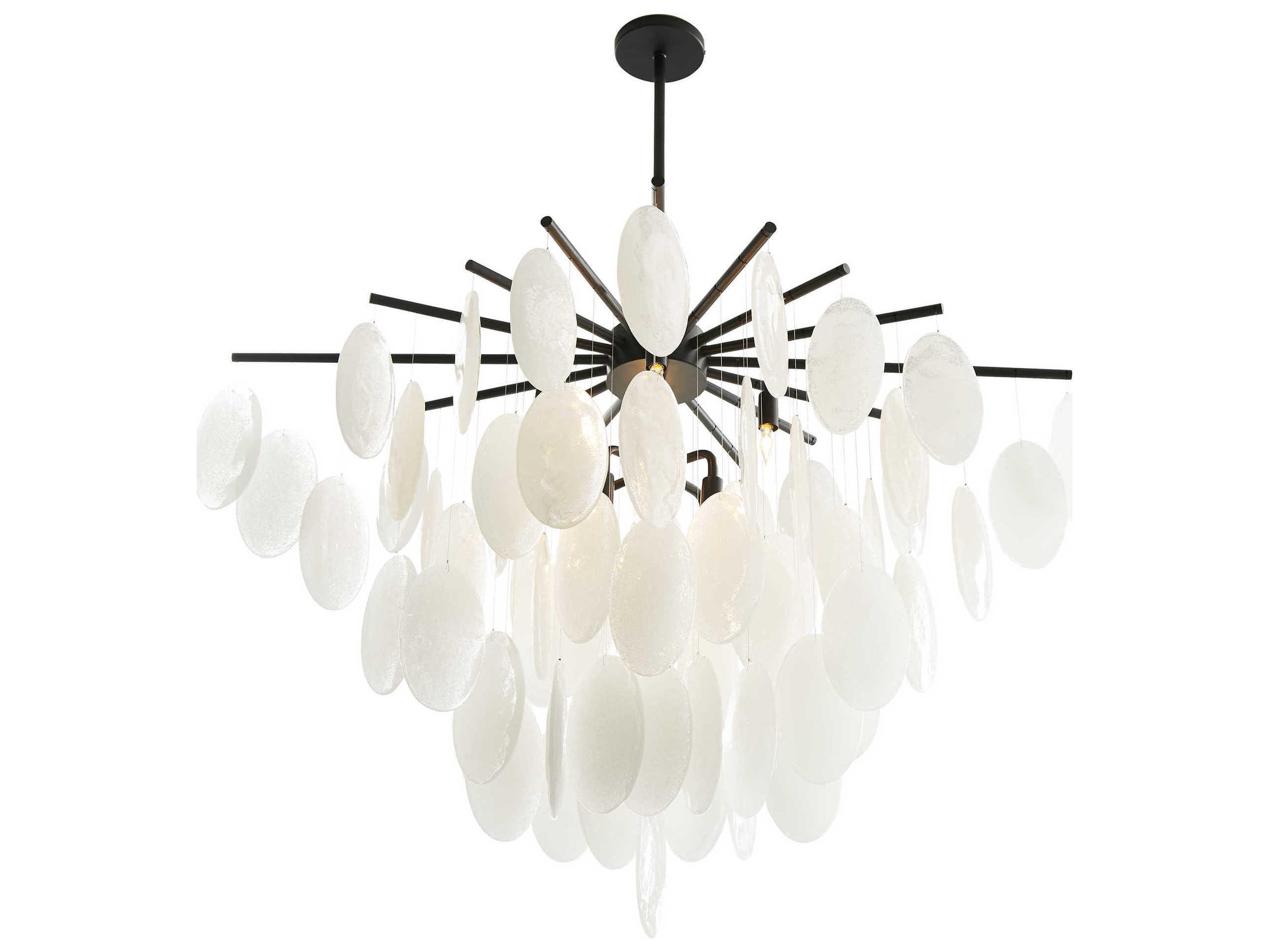 Arteriors Home Jay Jeffers 8-Light Blackened White Glass Linear Chandelier