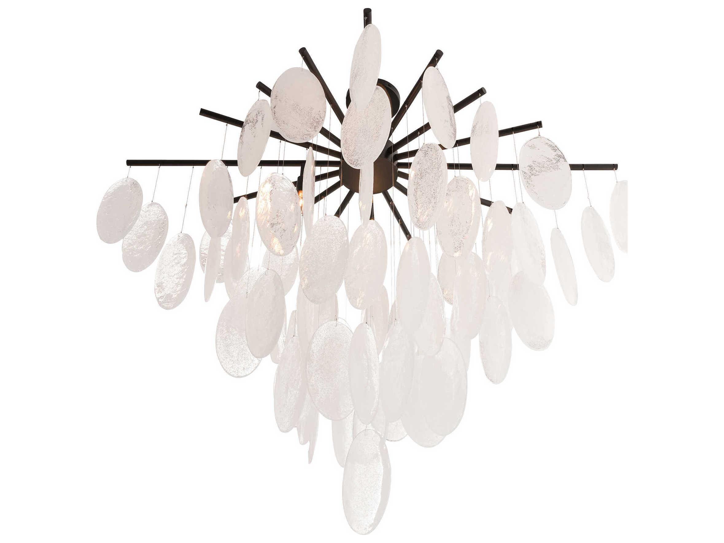 Arteriors Home Jay Jeffers 8-Light Blackened White Glass Linear Chandelier