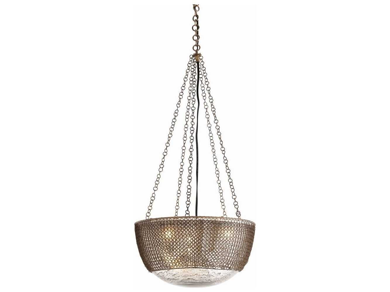 Arteriors Home Chainmail 3-Light Antique Brass Pendant