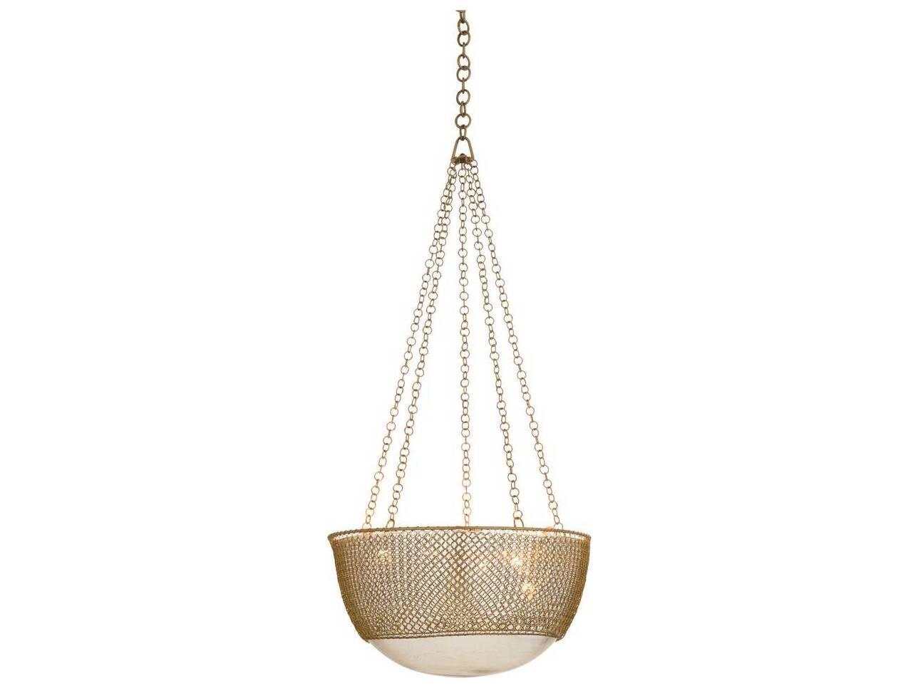 Arteriors Home Chainmail 3-Light Antique Brass Pendant