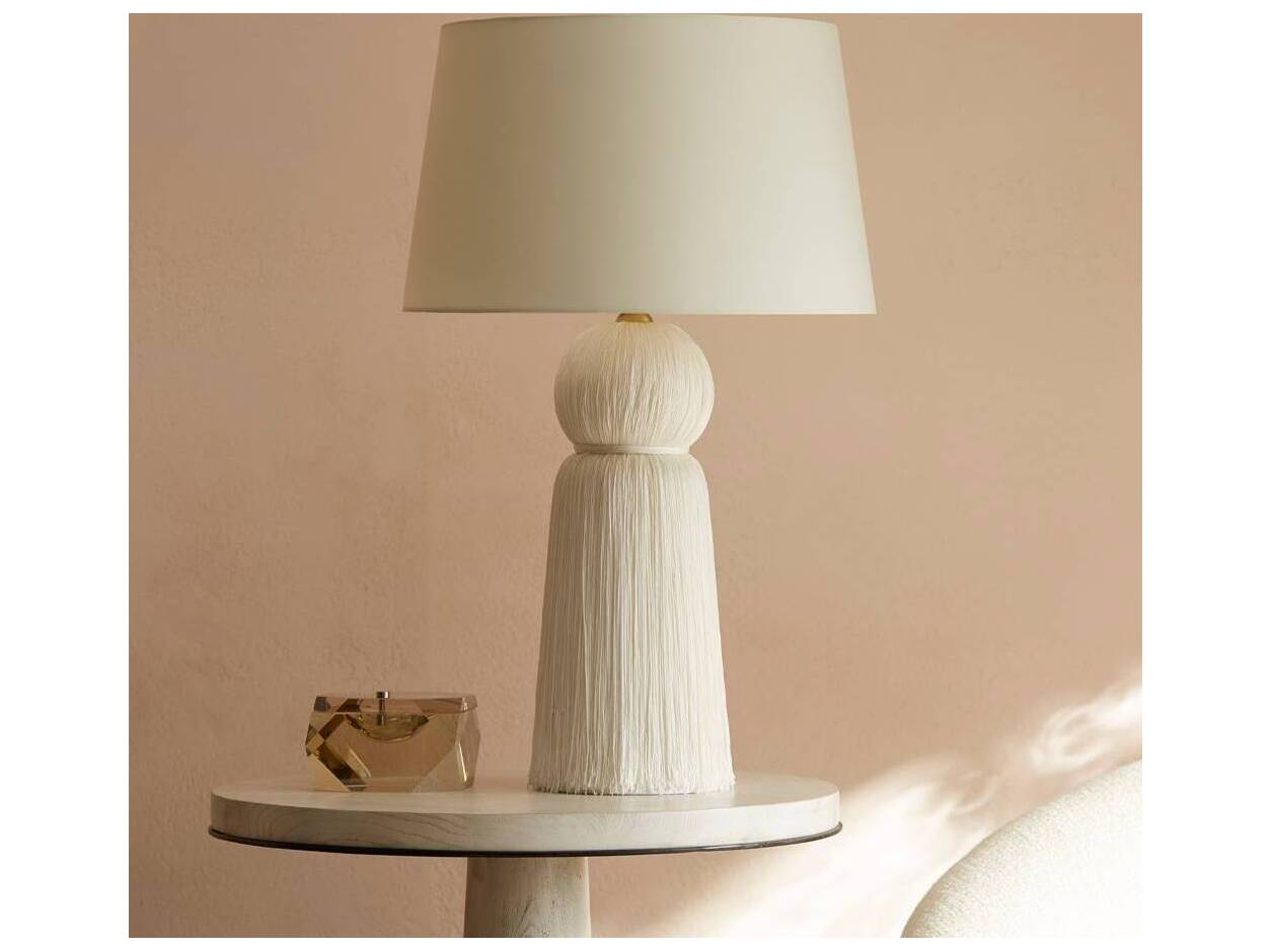 Arteriors Home Tassel Ivory Silk Blend Yarn Off White Buffet Lamp