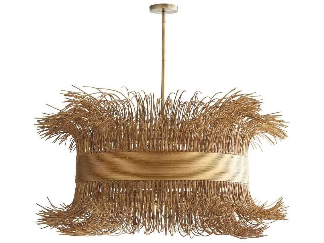 Arteriors Home Filamento 6-Light Natural Rattan Antique Brass Pendant