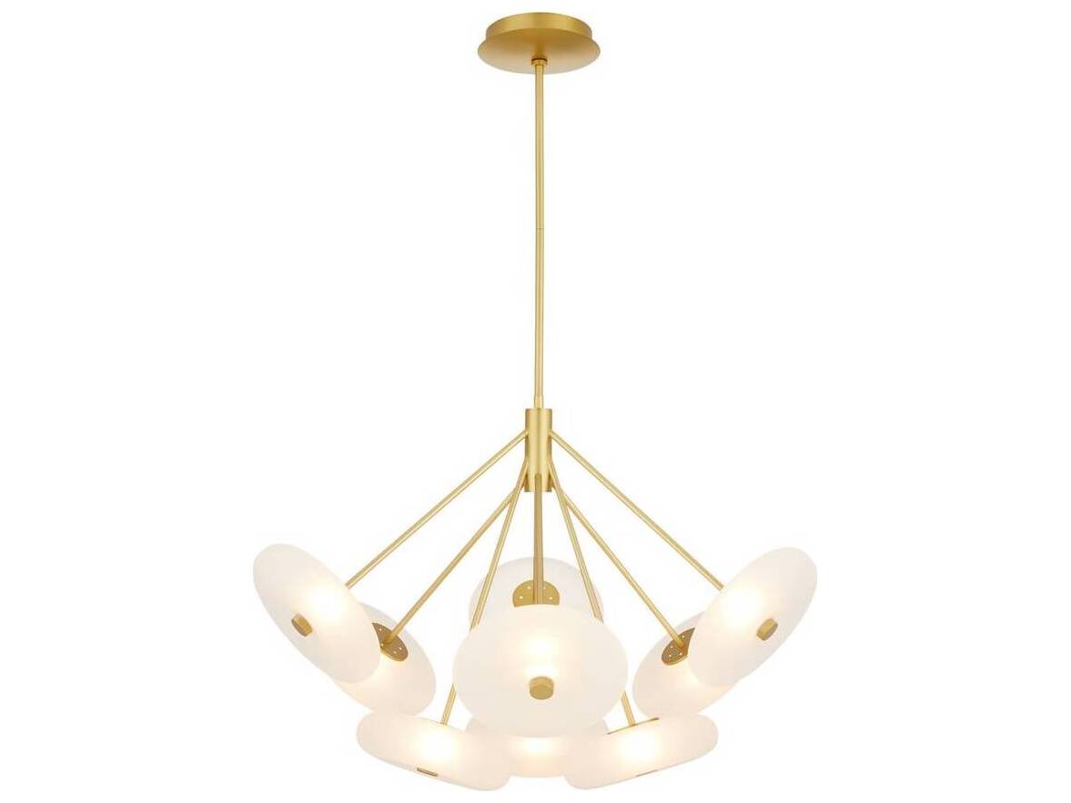 Arteriors Home Helios 9-Light Frosted Antique Brass Round Chandelier