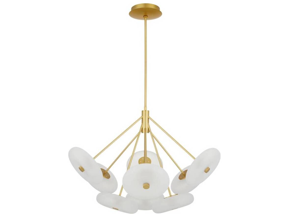 Arteriors Home Helios 9-Light Frosted Antique Brass Round Chandelier