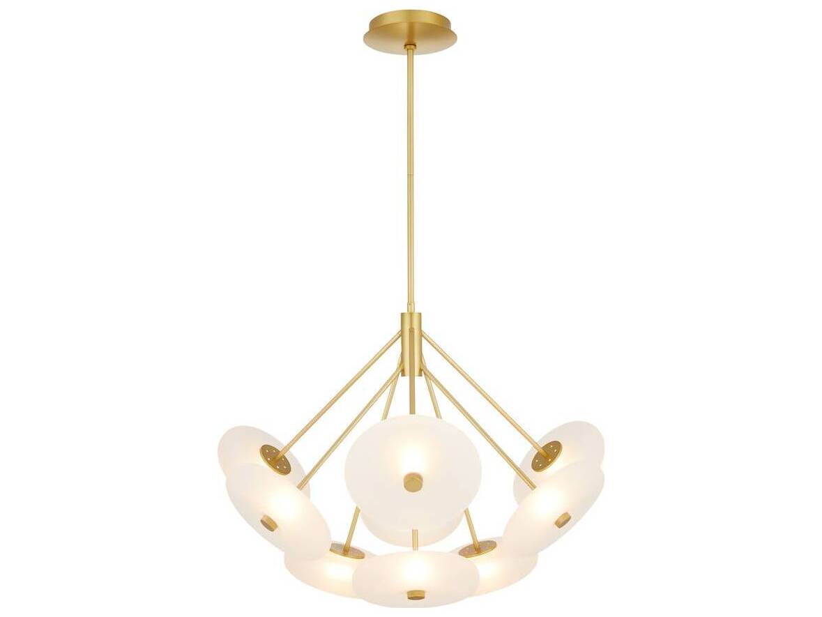 Arteriors Home Helios 9-Light Frosted Antique Brass Round Chandelier