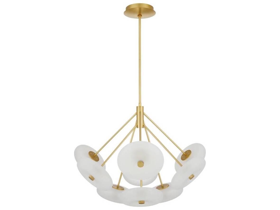 Arteriors Home Helios 9-Light Frosted Antique Brass Round Chandelier