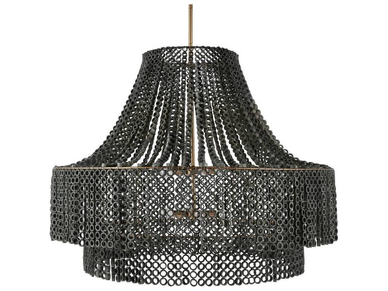 Arteriors Home Hannie 8-Light Gray Wash Antique Brass Chandelier