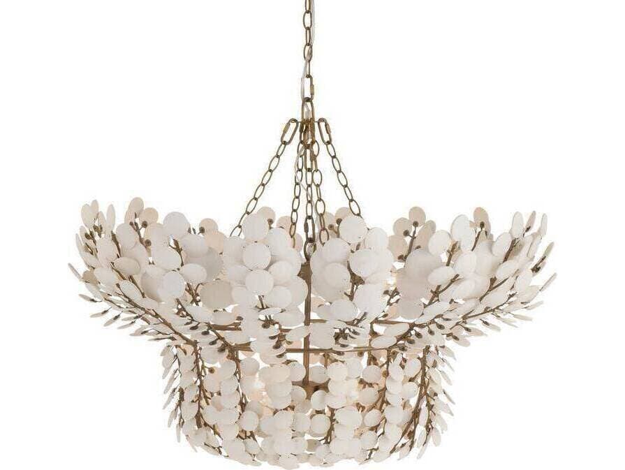 Arteriors Home Bilal 8-Light Ivory Antique Brass White Gold Chandelier