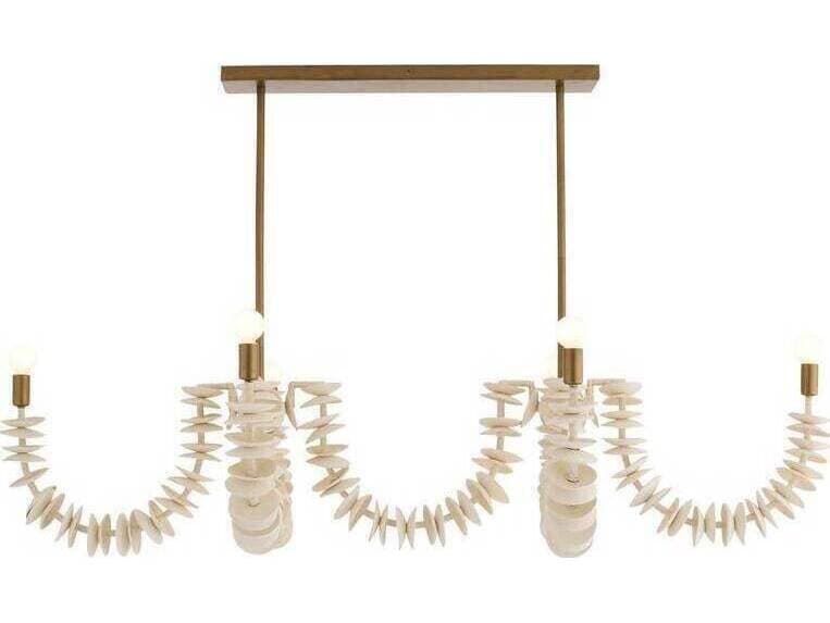 Arteriors Home Kalama Arteriors Home 8-Light Ivory Antique Brass White Gold Island Pendant